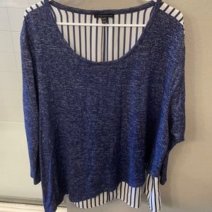 Lane Bryant Size 22 Dark Blue Asymmetrical/Striped Top